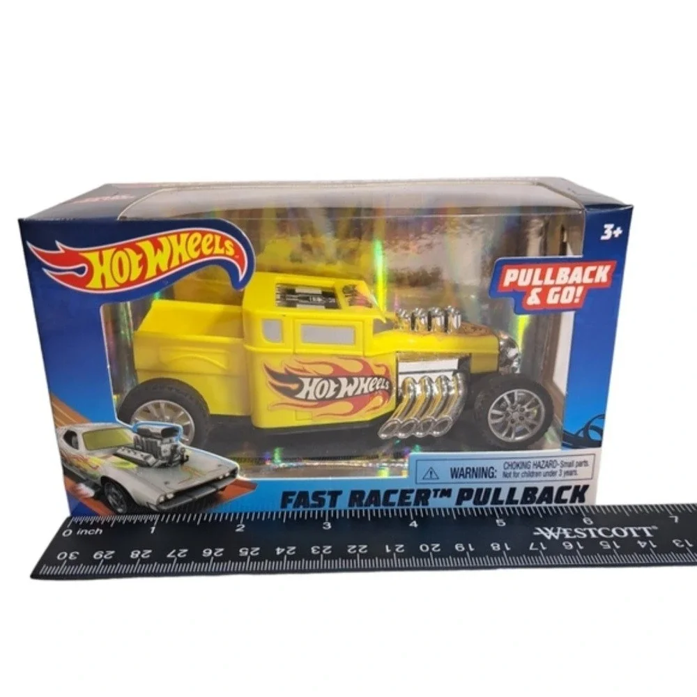 Hot Wheels Kids Pullback & Go Fast Racer Yellow Bone Shaker Car Ages 3+